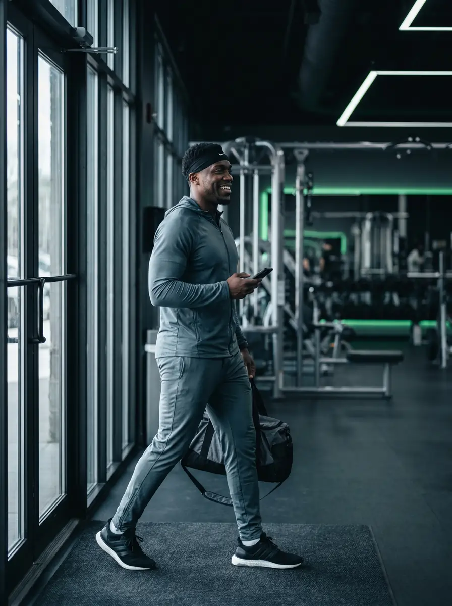 Happy man working out