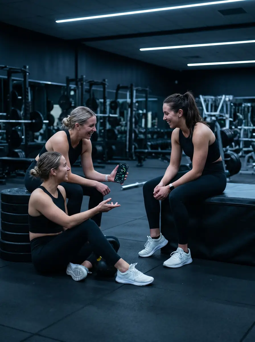 Women chatting while working out