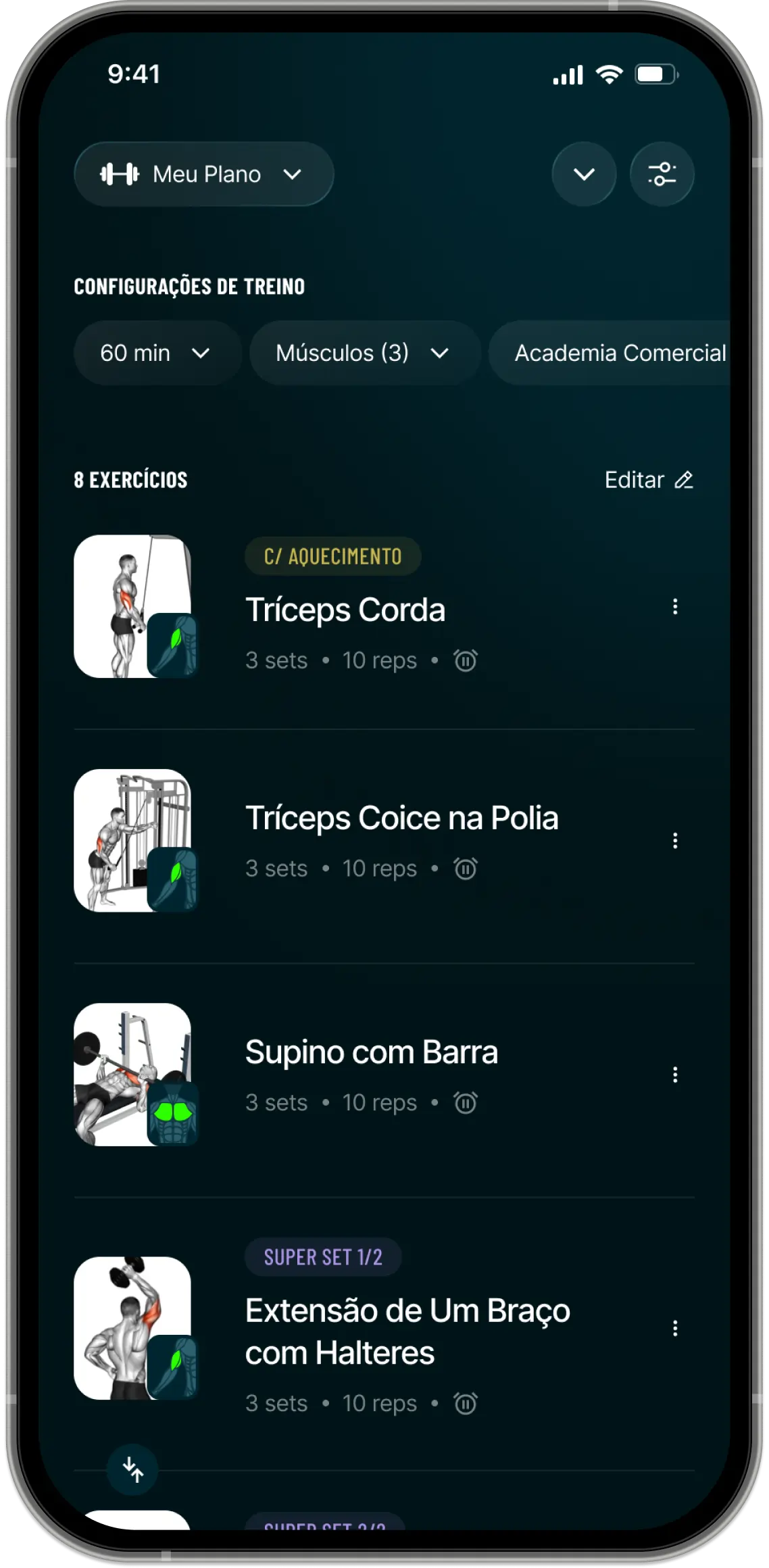 Telas do App Befit