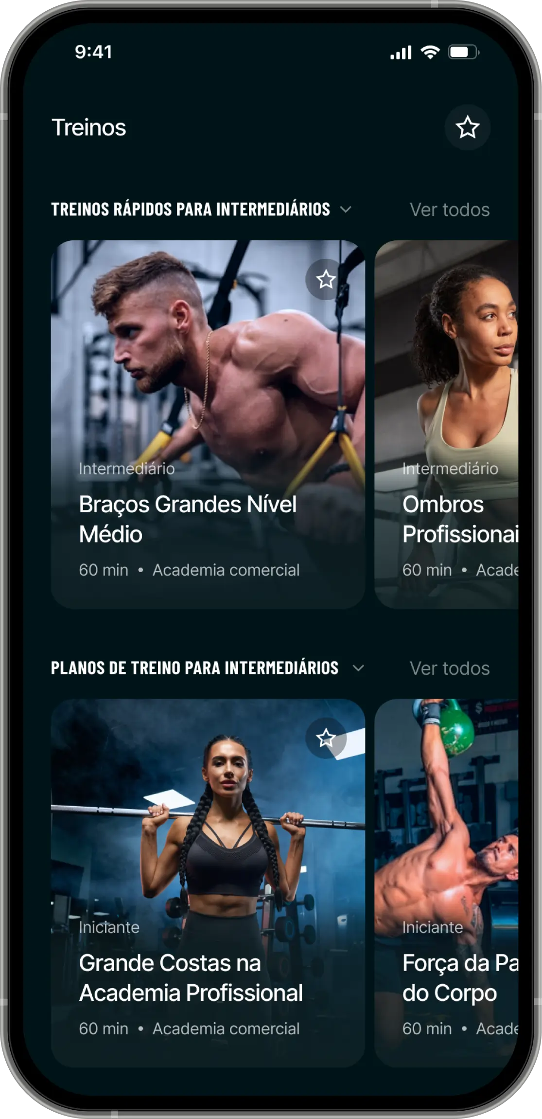 Telas do App Befit