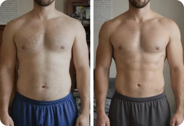 Antes e depois de usar o App Befit
