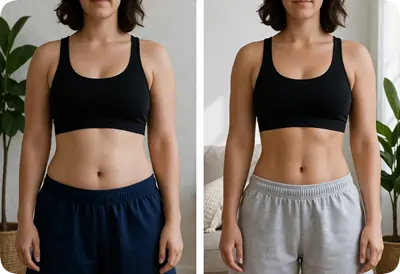 Antes e depois de usar o App Befit