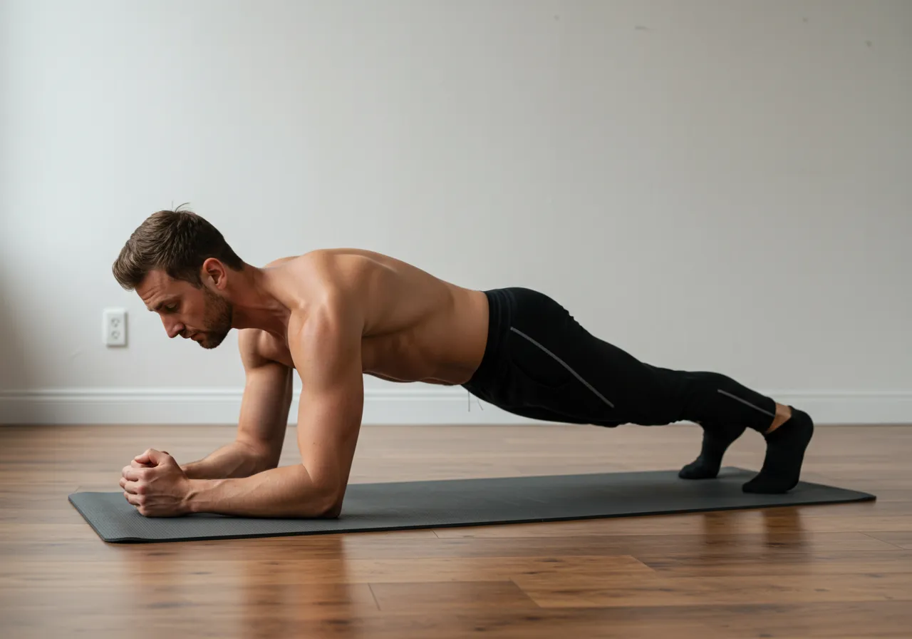 A person with visible muscle tone performing a resistance exercise.