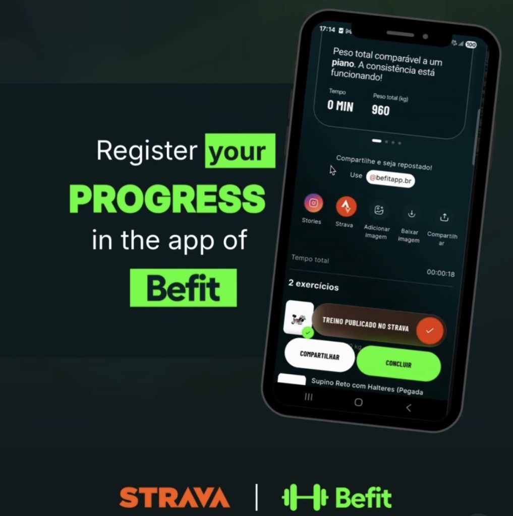 User can post the workout on Strava at the end of Befit session