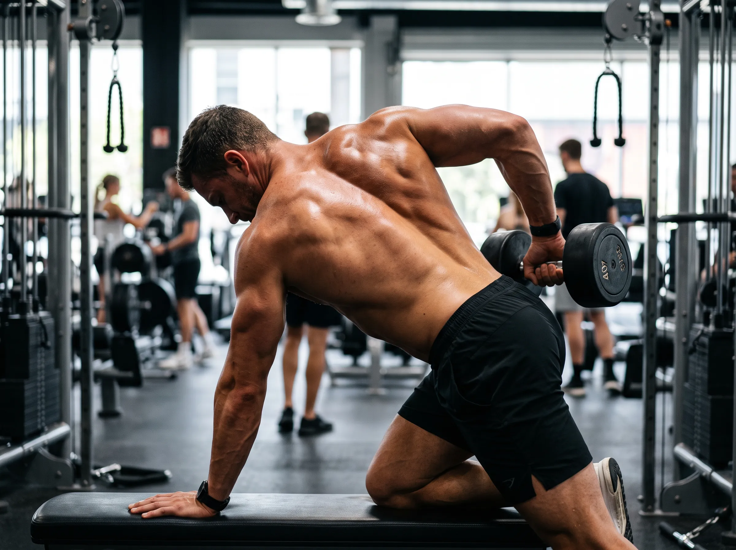 Person performing a Dumbbell back workout at home