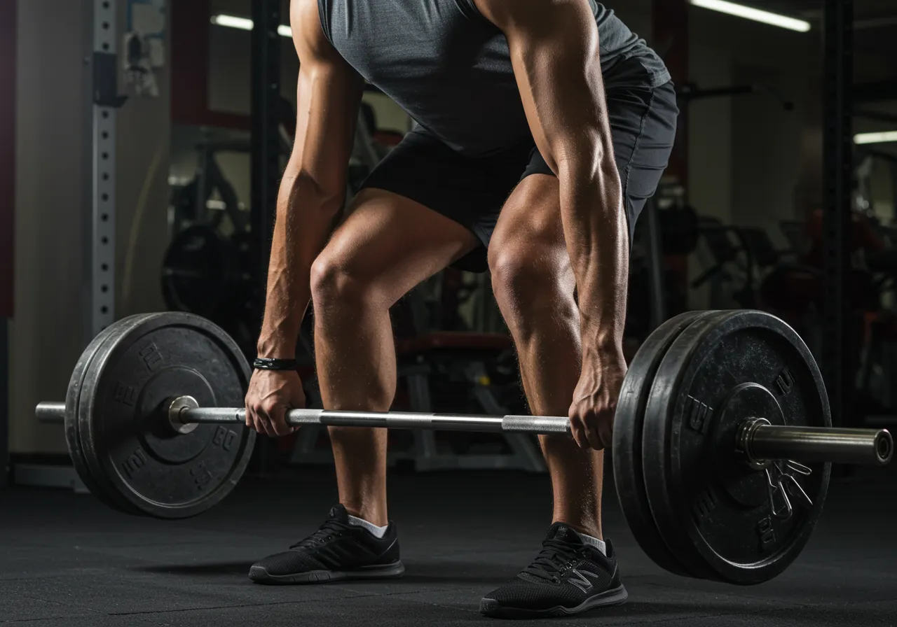 A person performing a Romanian deadlift as part of their hamstring workout.