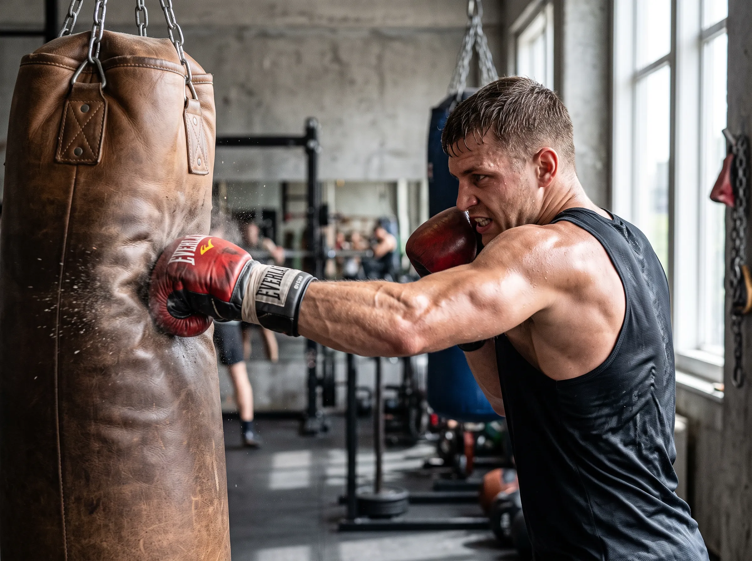 Woman performing a high kick during a kickboxing workout
