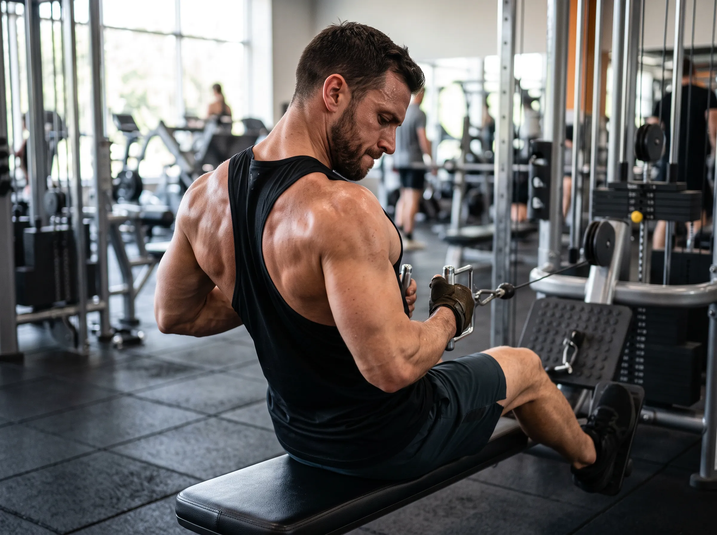 A person transforming their skinny fat physique through proper diet and strength training