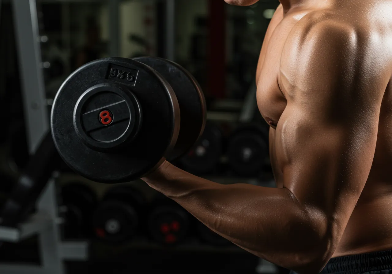 Atleta realizando um exercício de musculação para treinar até a falha com segurança