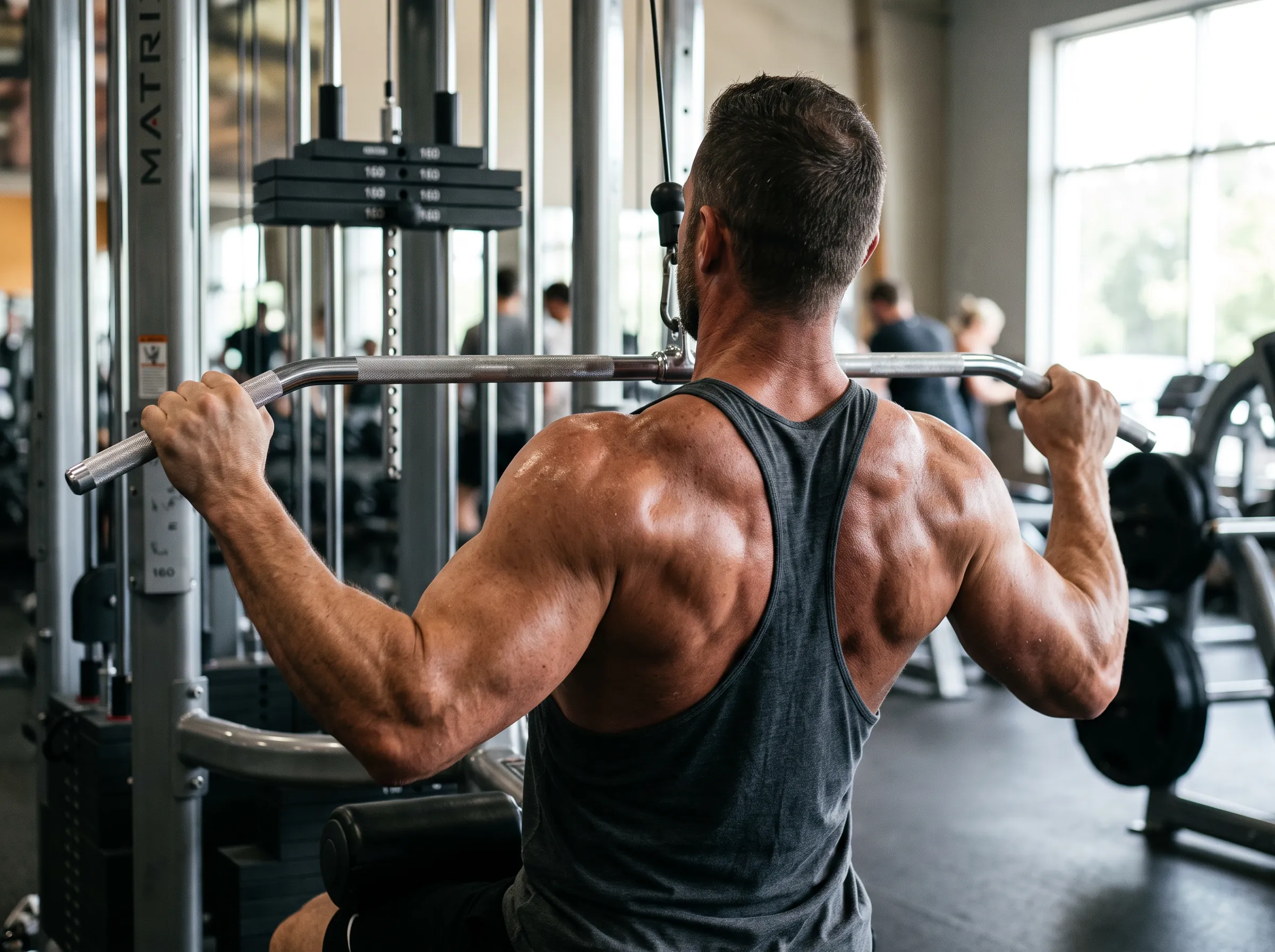 A person asking can you workout with scoliosis while doing a safe back exercise at the gym