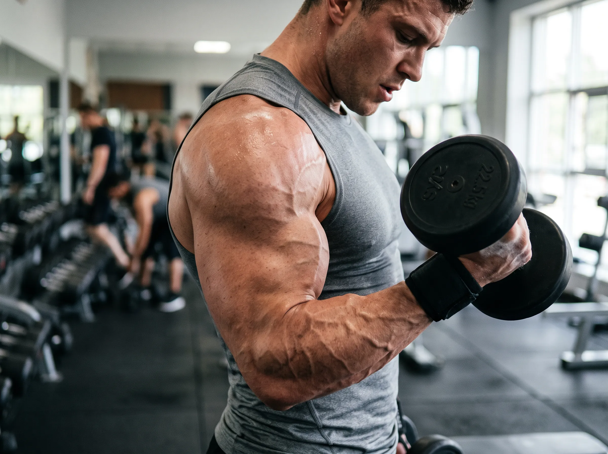Homem na academia demonstrando o que significa pump após o treino